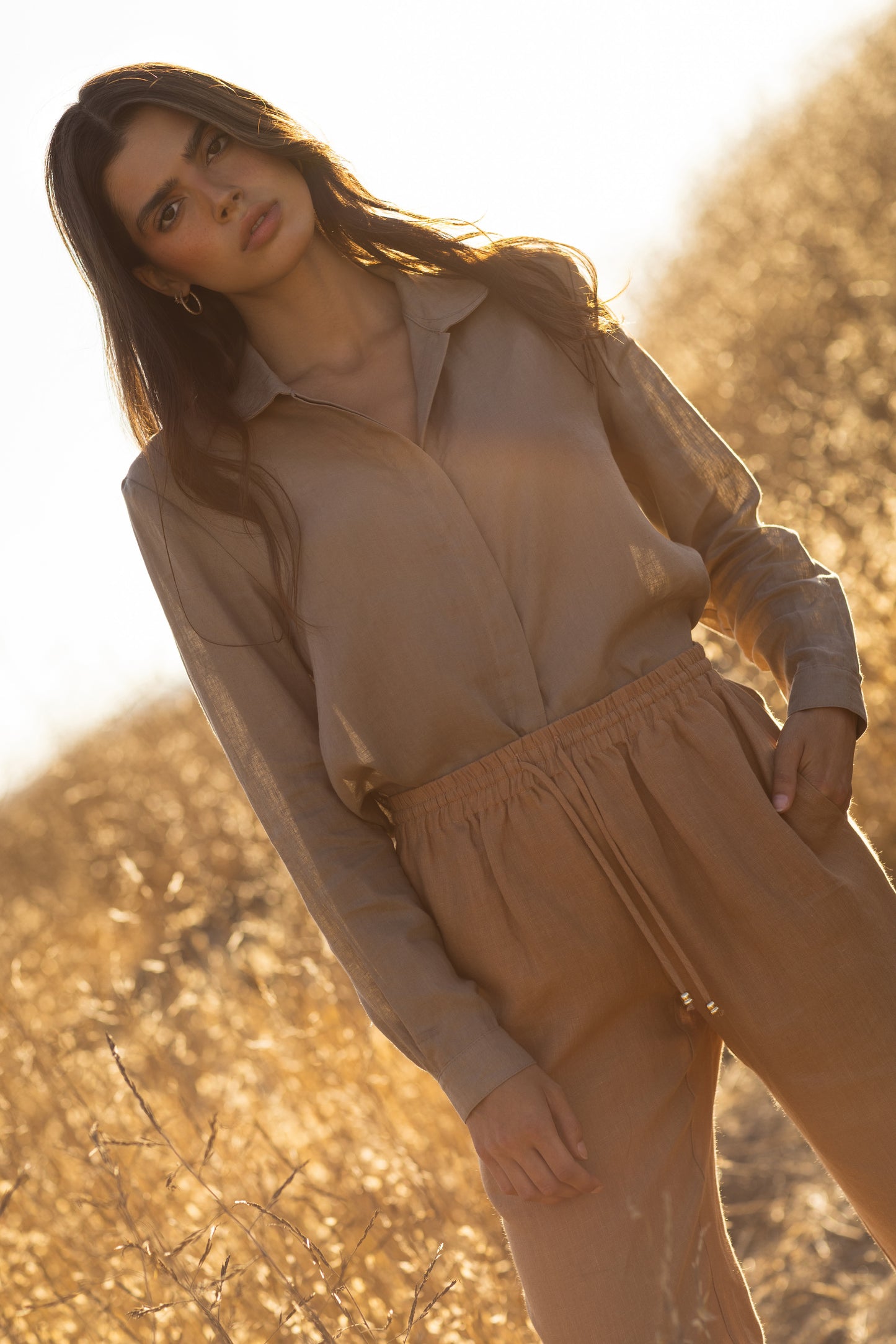 Aura Linen Shirt - Taupe