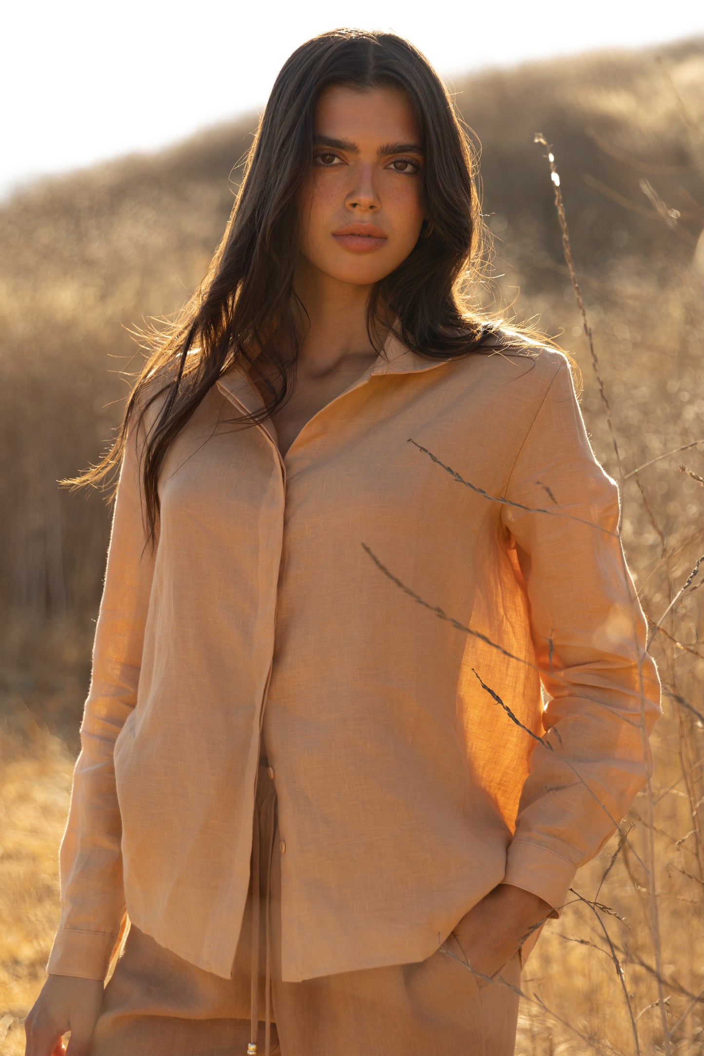 Aura Linen Shirt - Tan
