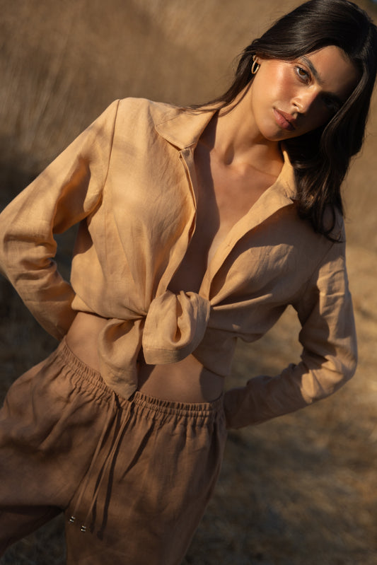 Aura Linen Shirt - Tan
